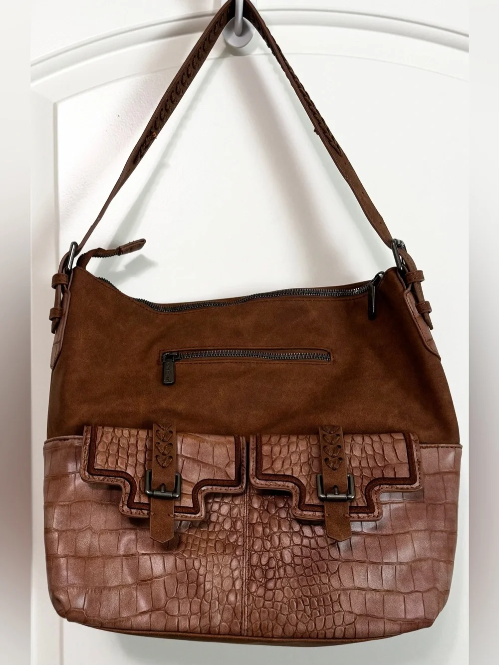 Montana West Brown Croc Print Concealed Carry Hobo Shoulder Bag